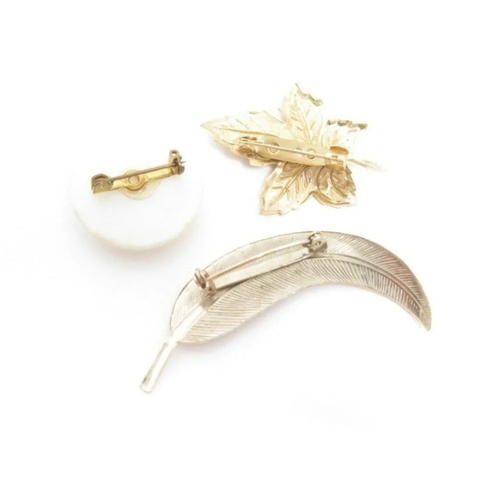 VINTAGE GOLD‎ LEAVES STARFISH PIN BUNDLE